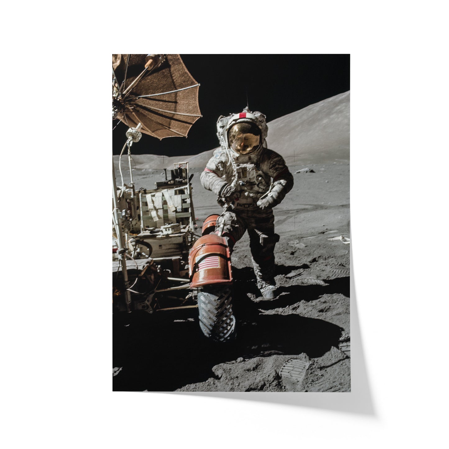 Astronaut Eugene Cernan Beside Lunar Roving Vehicle During EVA
