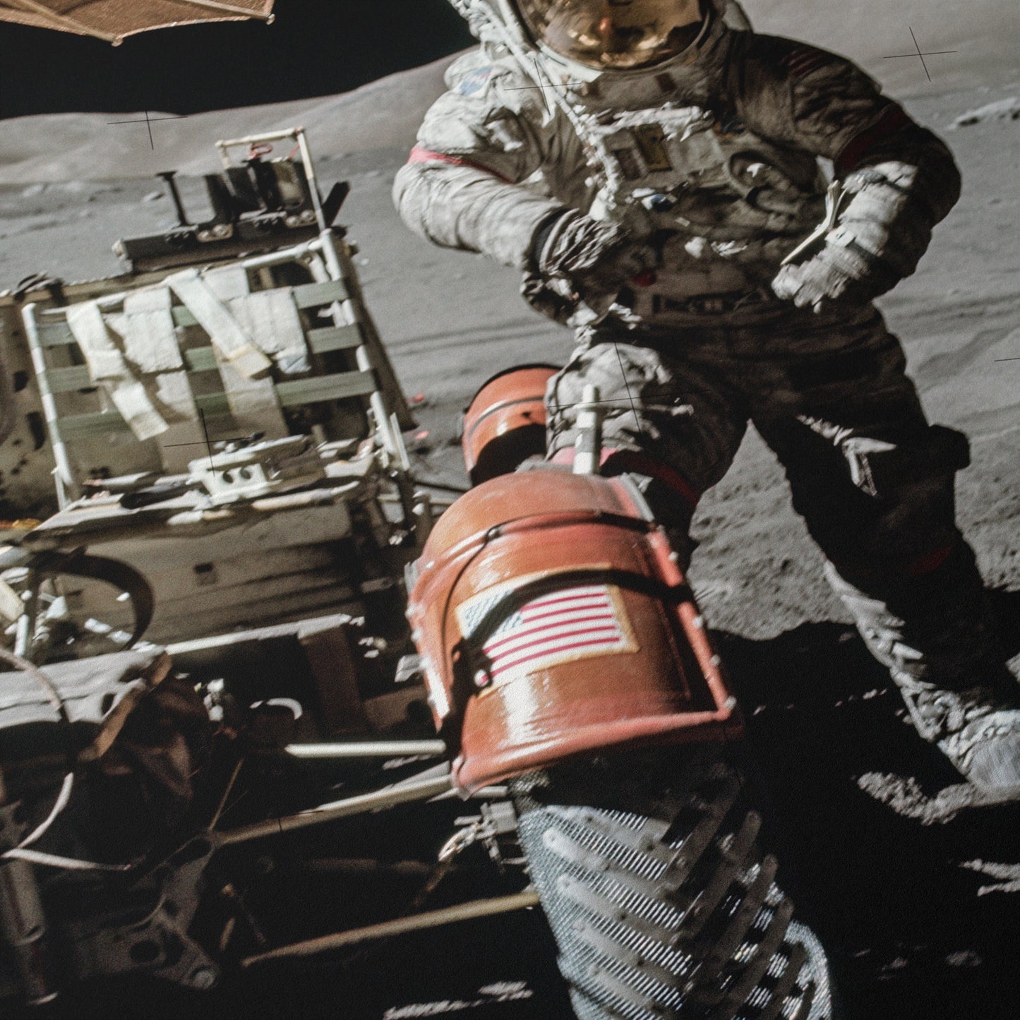 Astronaut Eugene Cernan Beside Lunar Roving Vehicle During EVA