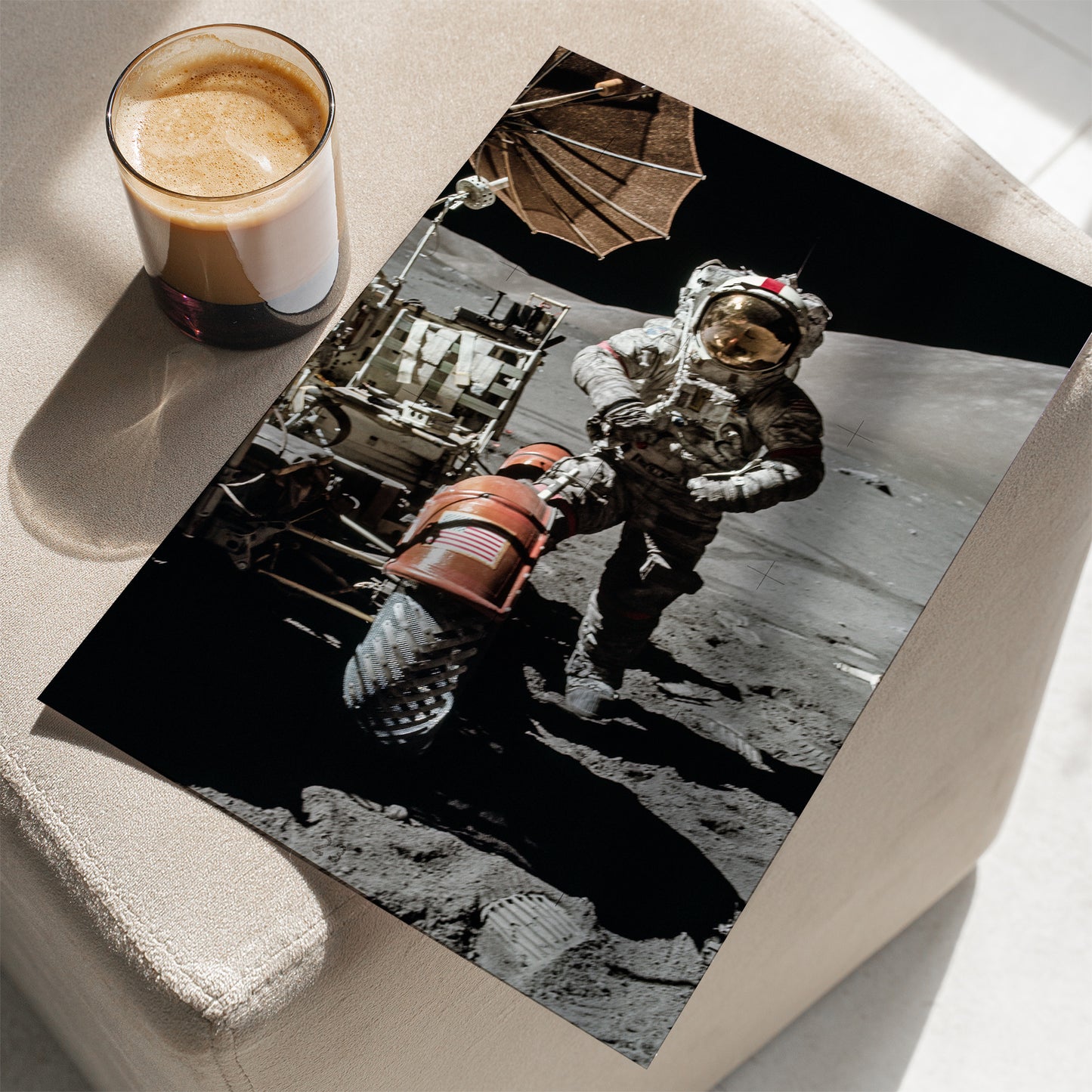 Astronaut Eugene Cernan Beside Lunar Roving Vehicle During EVA